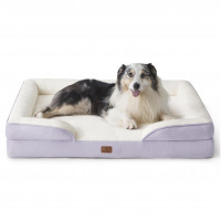 Cama de perro ortopédico para perros extra grandes: camas de sofá para perros lavables XL lecho de sofá de mascotas de espuma grande y de apoyo con cubierta lavable extraíble, forro impermeable e fondo no acelerado, lavanda, 42 