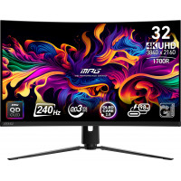 MSI MPG 321CURX QD-OLED 32 pulgadas 3840 x 2160 (UHD) Monitor de computadora, 240Hz, Synch adaptativo, HDMI, Puerto DP, VESA Mountable, Tilt, Altavo, 0.03 ms, negro