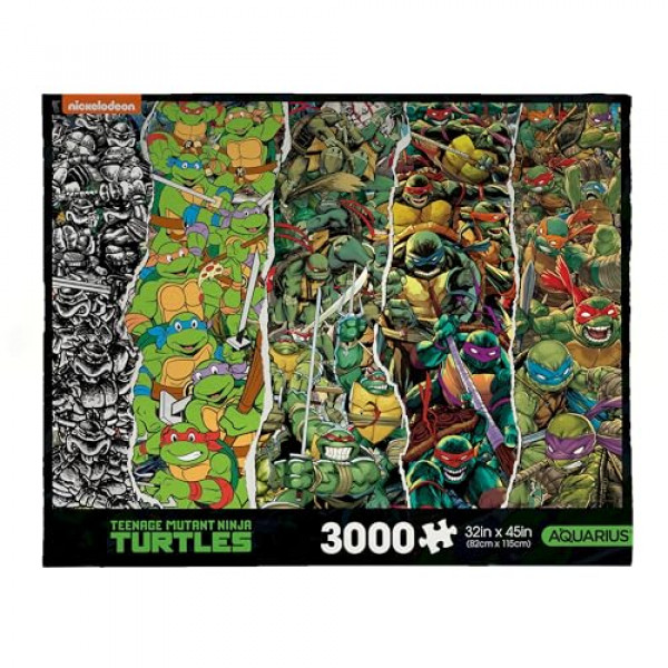 Aquarius TMNT TIMELEL 3000pc Rompil (3000 piezas Rompecabezas) - Free Free - Precision Fit - Adolescente oficial de tortugas de tortugas mutantes con licencia oficial
