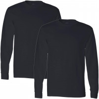 Fruto del telar Las camisetas de algodón livianas de los hombres (paquete de manga larga y corta-2-negro, pequeña, pequeña
