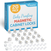 20 Pack Magnetic Gabinet Locks Prueba de bebés - Vmaisi Children Proof Cajones Cajones Patches - Instalación de adhesivo fácil