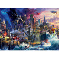 CECO - Thomas Kinkade - DC Comics - Justice League Showdown en Gotham Pier - Rompecabezas de 1000 piezas