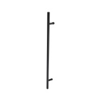 Prima decorativo - mango de tirón de la puerta redonda de 60 ″ de acero inoxidable de un solo lado 304, negro