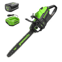 Greenworks 80V 18 Cadena inalámbrica sin escobillas (ideal para talar árboles, mimbing, poda y leña), herramientas compatibles con más de 75 años, batería y cargador de 4.0AH incluidos