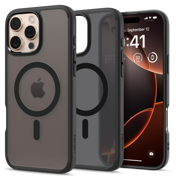 Spigen for iPhone 16 Pro Max Case, Ultra Hybrid MagFit [Compatible con MagSafe] [anti-amarillo] [Protección de grado militar]-Frost Black