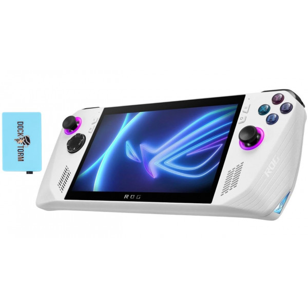 Asus Rog Ally 7 120Hz Handheld de juegos blancos (Ryzen Z1 Extreme 8 núcleos, 16 GB de RAM, 2TB M.2 PCIE SSD, Full HD (1920x1080), Win 11 Home) con DockzTorm Hub)