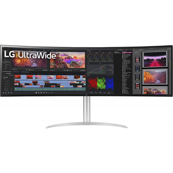 LG 49WQ95C-W 49 pulgadas 32: 9 Curvado ultrawide DQHD (5120 x 1440) Monitor Nano IPS, Nvidia G-Sync Compatible y AMD Freesync Premium Pro, HDMI 2.1 y USB Type-C (PD 90W), Tilt/Altura/Altura ajustable ajustable ajustable