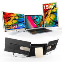 Venraty actualizado extensor de pantalla de la computadora portátil de 15.6 , extensor de pantalla de la computadora portátil triple FHD 1080p, las computadoras portátiles de la computadora portátil triple, 2 captores de diseño de pantallas desmontables 