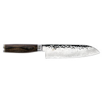 Shun Premier 7 Santoku Knife, cuchillo japonés artesanal y afilado a mano, núcleo VG-Max con revestimiento de acero inoxidable de Damasco, mango de pakkawood, herramienta de corte japonesa versátil