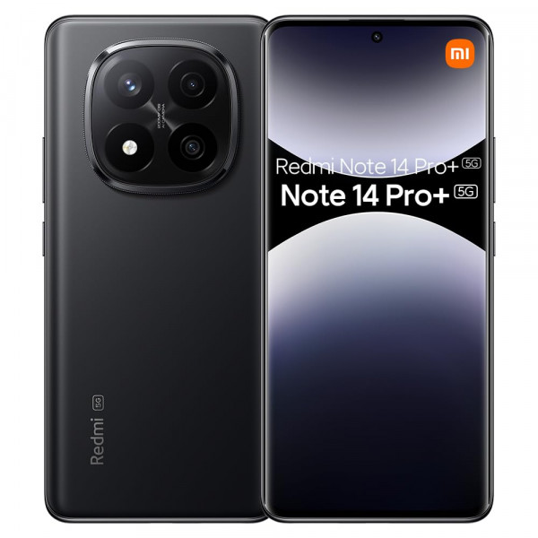 Xiaomi Redmi Note 14 Pro + Plus 5G + 4G LTE (para Tmobile Mint Tello & Global) (256GB + 8GB) NFC 6.67 120Hz 200MP Pro AI Camera Modelo 24115RA8EG SIM dual desbloqueado (Midnight Black)