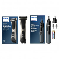 Philips Norelco Exclusive Bodygroom Series 7000 Body & Manscaping Trimmer & Shaver, BG7030/49 + Philips Norelco Nariz Trimmer 3000, para nariz, orejas, cejas, NT3600/62