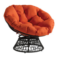 Muebles para el hogar OSP silla de mimbre con mimbre con 360 grados giratorios, marco gris con cojín de naranja
