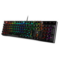 Teclado de juego mecánico con cableado con cableado con retroiluminación Redragon K556 RGB, 104 teclas Teclado mecánico de intercambio en caliente con base de aluminio, zócalo mejorado y espuma absorbente de ruido, interruptor rojo lineal silencioso