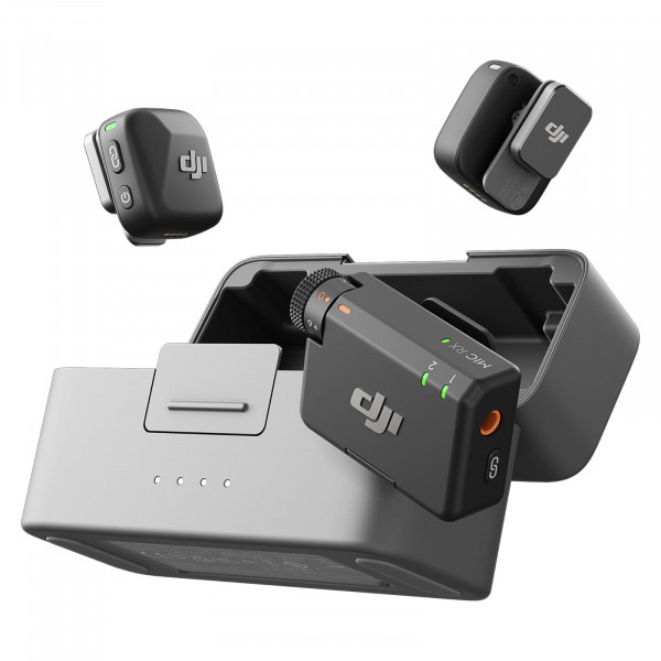 DJI Mic Mini (2 TX + 1 RX + Case de carga), micrófono inalámbrico para iPhone/Camera/Android, Ultralight, Audio rico en detalles, uso de 48h, cancelación de ruido, limitación automática, vlog, transmisión
